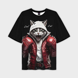 Футболка оверсайз мужская Cool fighting cat, цвет: 3D-принт