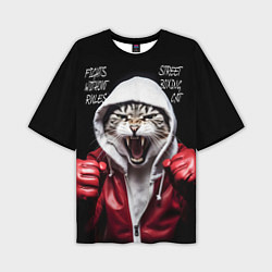 Мужская футболка оверсайз Street boxing cat