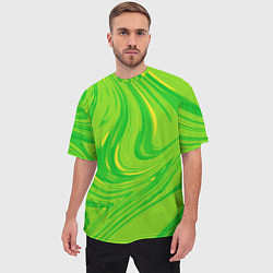 Футболка оверсайз мужская Насыщенный зеленый абстракция, цвет: 3D-принт — фото 2