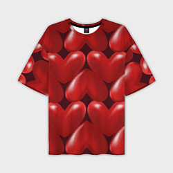 Футболка оверсайз мужская Red hearts, цвет: 3D-принт