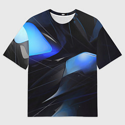 Футболка оверсайз мужская Black blue elements, цвет: 3D-принт
