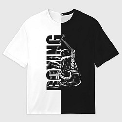 Футболка оверсайз мужская Boxing чёрно-белое, цвет: 3D-принт