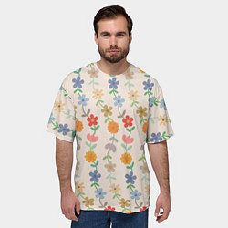 Футболка оверсайз мужская Flowers life, цвет: 3D-принт — фото 2
