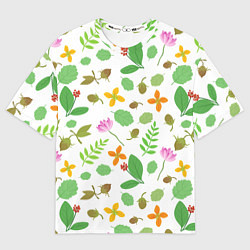 Футболка оверсайз мужская Цветы и листья, цвет: 3D-принт