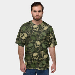 Футболка оверсайз мужская Камуфляж с черепами и грибами, цвет: 3D-принт — фото 2