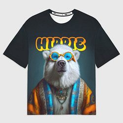 Футболка оверсайз мужская Хиппи белый медведь, цвет: 3D-принт