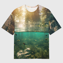 Футболка оверсайз мужская Поводный мир и рыбы, цвет: 3D-принт
