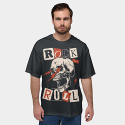 Футболка оверсайз мужская Rock - молнии из глаз, цвет: 3D-принт — фото 2