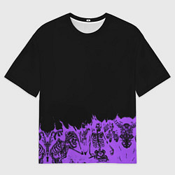 Мужская футболка оверсайз Скелеты в неоновом огне