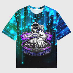 Футболка оверсайз мужская Space DJ - neon starfall, цвет: 3D-принт