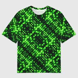 Футболка оверсайз мужская Зеленые точечные ромбы, цвет: 3D-принт