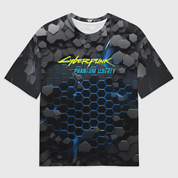 Мужская футболка оверсайз Cyberpunk 2077 phantom liberty blue