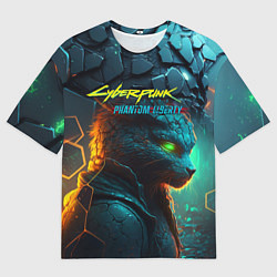 Футболка оверсайз мужская Сyberpunk 2077 phantom liberty cat, цвет: 3D-принт