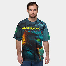 Футболка оверсайз мужская Сyberpunk 2077 phantom liberty cat, цвет: 3D-принт — фото 2