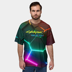 Футболка оверсайз мужская Cyberpunk 2077 phantom liberty logo neon, цвет: 3D-принт — фото 2