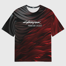 Мужская футболка оверсайз Cyberpunk 2077 phantom liberty black red