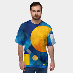 Футболка оверсайз мужская Жёлтая и синяя геометрия, цвет: 3D-принт — фото 2