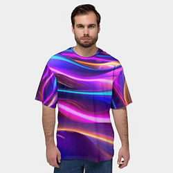 Футболка оверсайз мужская Неоновые волны, цвет: 3D-принт — фото 2