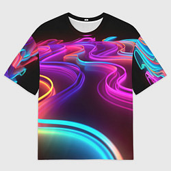 Мужская футболка оверсайз Неоновые волны