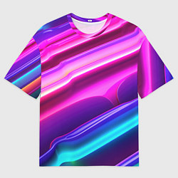 Футболка оверсайз мужская Неоновые объемные полосы, цвет: 3D-принт