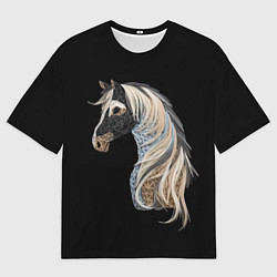 Футболка оверсайз мужская Вышивка Лошадь, цвет: 3D-принт