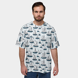 Футболка оверсайз мужская Кораблики паттерн, цвет: 3D-принт — фото 2