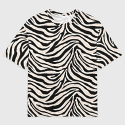 Мужская футболка оверсайз Полосатая шкура зебры, белого тигра