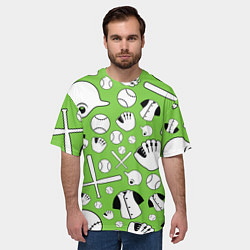 Футболка оверсайз мужская Мир бейсбола, цвет: 3D-принт — фото 2