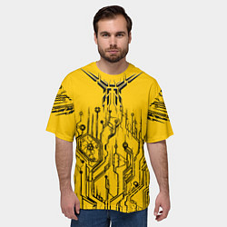 Футболка оверсайз мужская Киберпанк Yellow-Black, цвет: 3D-принт — фото 2