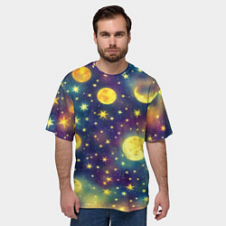 Футболка оверсайз мужская Космос, Луна и Солнце, цвет: 3D-принт — фото 2