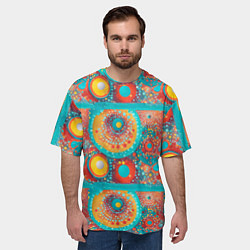 Футболка оверсайз мужская Круги полосы абстракция, цвет: 3D-принт — фото 2
