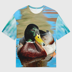 Футболка оверсайз мужская Утка Кряква - селезень, цвет: 3D-принт