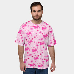 Футболка оверсайз мужская Барби, сердечки и цветочки, цвет: 3D-принт — фото 2