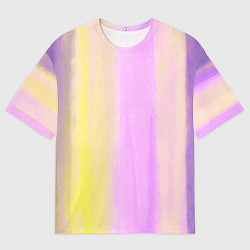 Футболка оверсайз мужская Акварельный градиент желто- розовый, цвет: 3D-принт