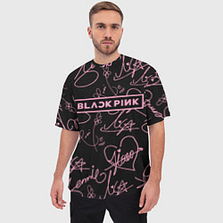 Футболка оверсайз мужская Блэкпинк - розовые автографы, цвет: 3D-принт — фото 2