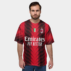 Футболка оверсайз мужская Рафаэль Леао Милан форма 2324 домашняя, цвет: 3D-принт — фото 2