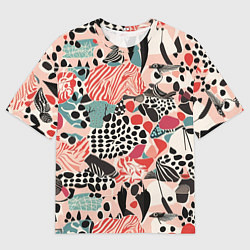 Мужская футболка оверсайз Узор Тропические джунгли