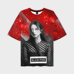 Футболка оверсайз мужская Jisoo black red background, цвет: 3D-принт