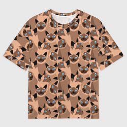 Мужская футболка оверсайз Сиамские кошки с голубыми глазами