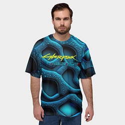 Футболка оверсайз мужская Cyberpunk 2077 phantom liberty blue abstract, цвет: 3D-принт — фото 2