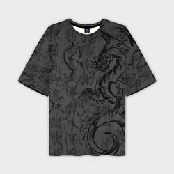Мужская футболка оверсайз Black dragon - grunge