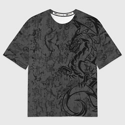 Мужская футболка оверсайз Black dragon - grunge