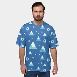 Футболка оверсайз мужская Снег в горах, цвет: 3D-принт — фото 2
