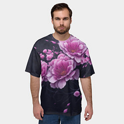 Футболка оверсайз мужская Ветки цветущей розовой сакуры, цвет: 3D-принт — фото 2