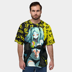Футболка оверсайз мужская Ребекка в куртке самурая - Киберпанк, цвет: 3D-принт — фото 2