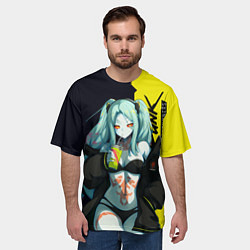 Футболка оверсайз мужская Rebecca - Cyberpunk Edgerunners, цвет: 3D-принт — фото 2