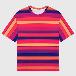 Футболка оверсайз мужская Полосатый ярко-красный, цвет: 3D-принт
