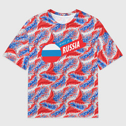 Футболка оверсайз мужская Россия узоры, цвет: 3D-принт