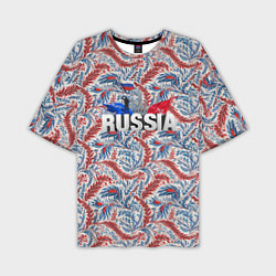 Футболка оверсайз мужская Happy Russia волнистые узоры, цвет: 3D-принт