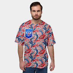 Футболка оверсайз мужская Герб РФ и русские узоры, цвет: 3D-принт — фото 2